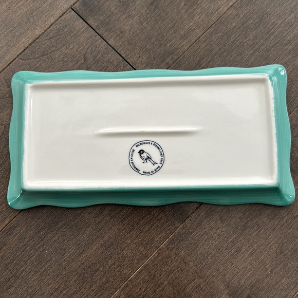 ANTHROPOLOGIE Turquoise Green Ceramic Dish Bundle, Scalloped Tray Egg Holder - Picture 3 of 11
